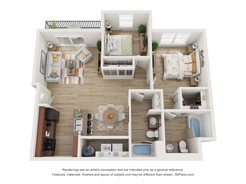 2 Bedroom Floor Plan at Florentine Villas, Midvale, UT 84047